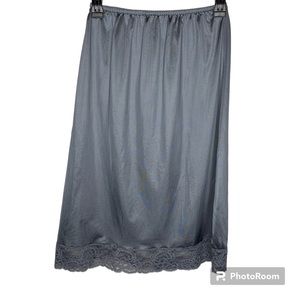 Vintage Ashley Taylor Gray Mini Slip Anti Static Anti Cling Lace Hem Side Slit